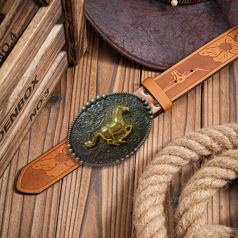 Peony Pattern PU Belt