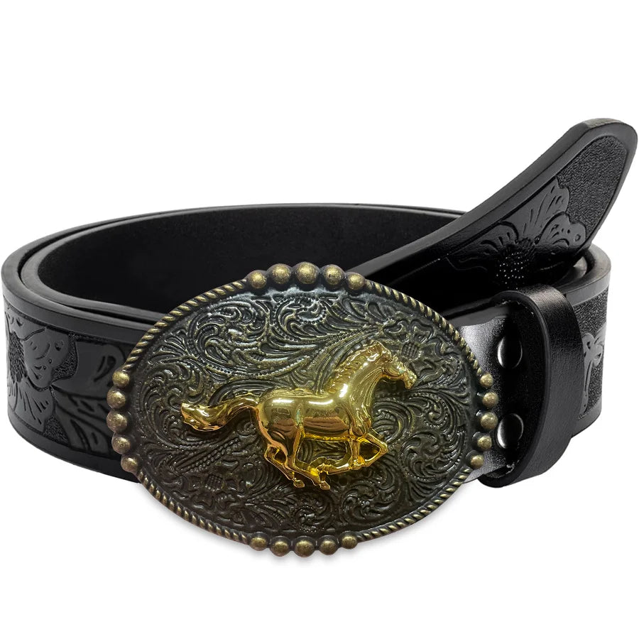 Peony Pattern PU Belt