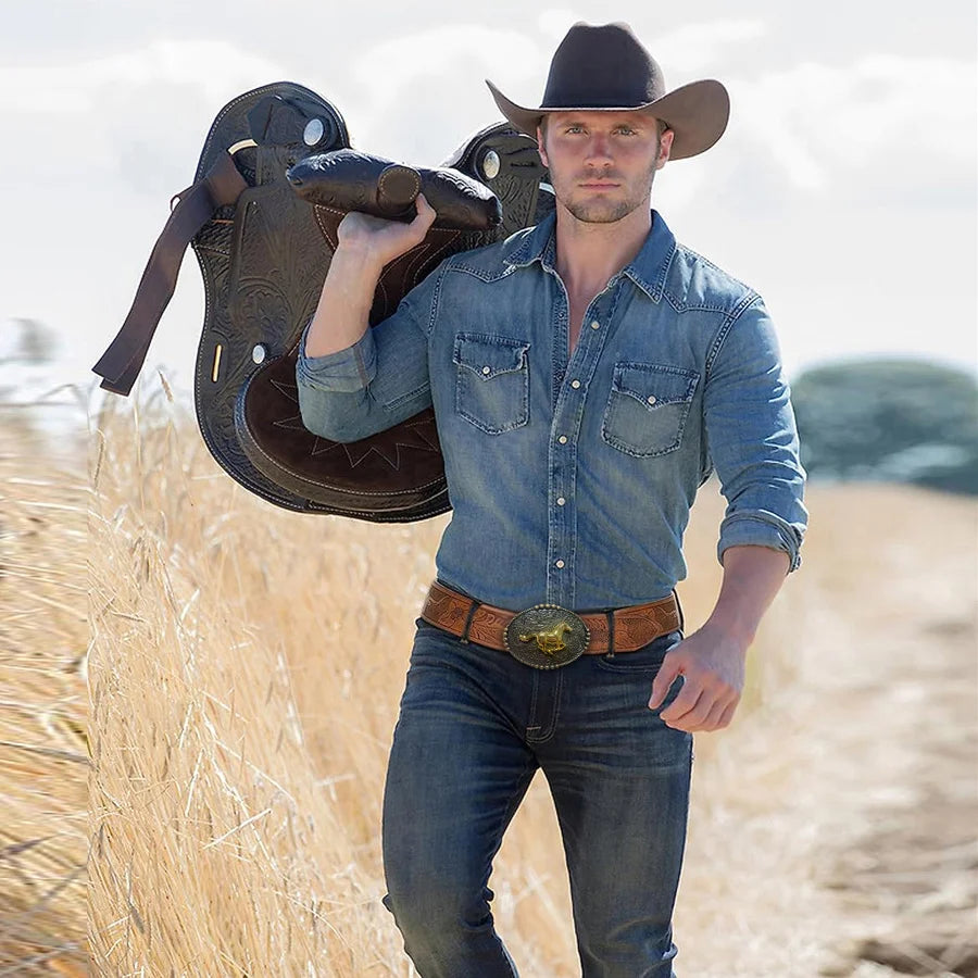 Peony Pattern PU Belt