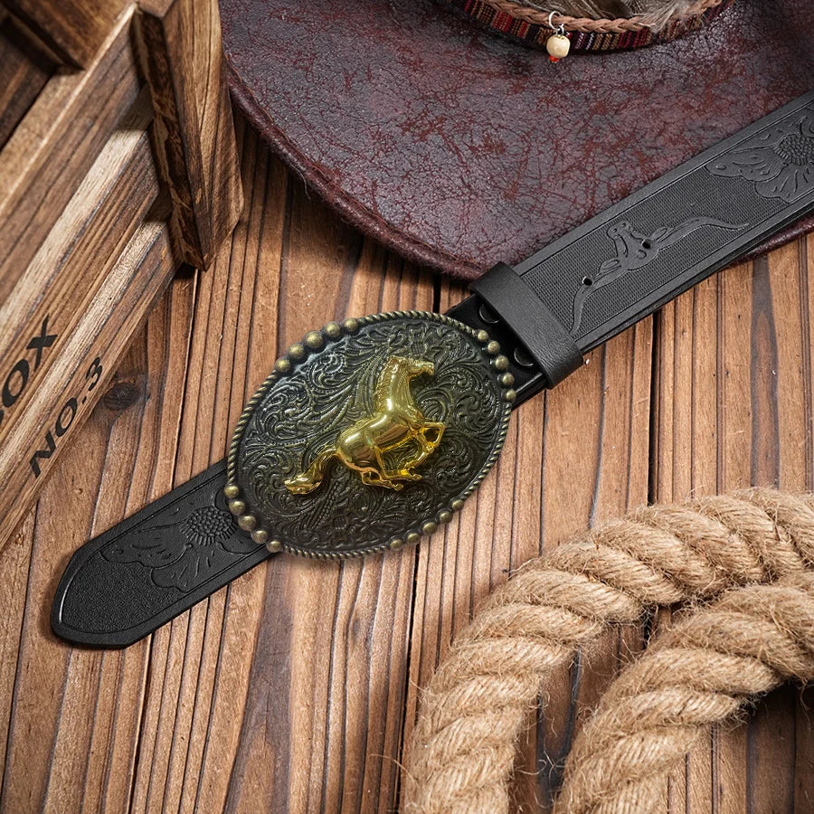 Peony Pattern PU Belt