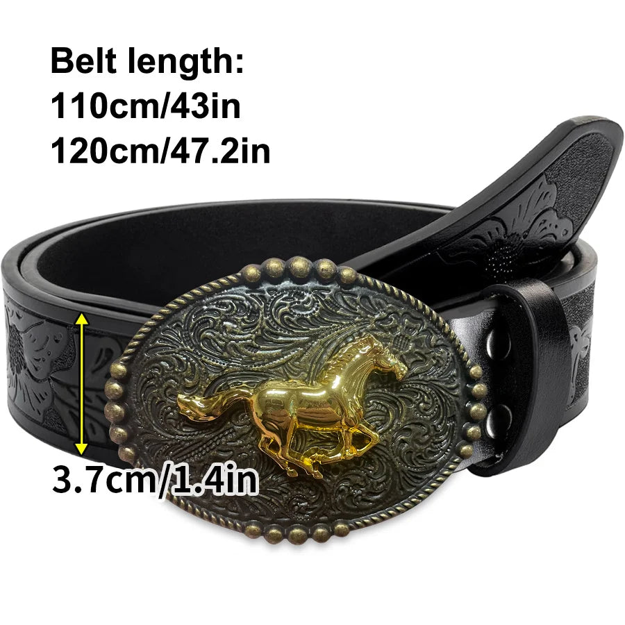 Peony Pattern PU Belt